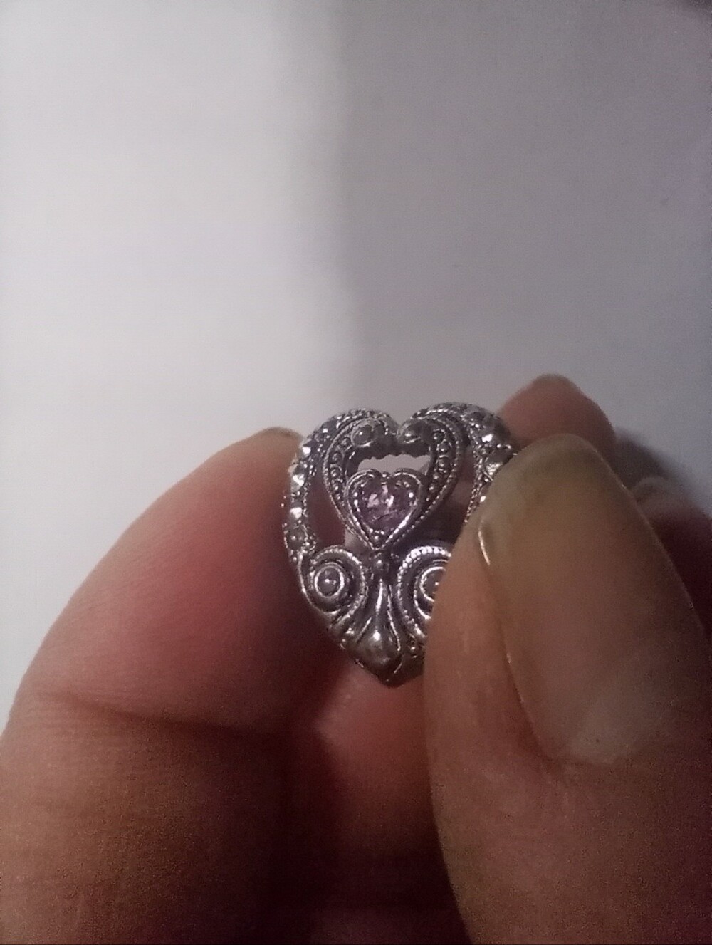 Silver Heart Filigree Earrings - Hematite And Amethyst - Lever Back